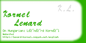 kornel lenard business card